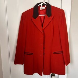 Ganni Red Blazer with Black Details